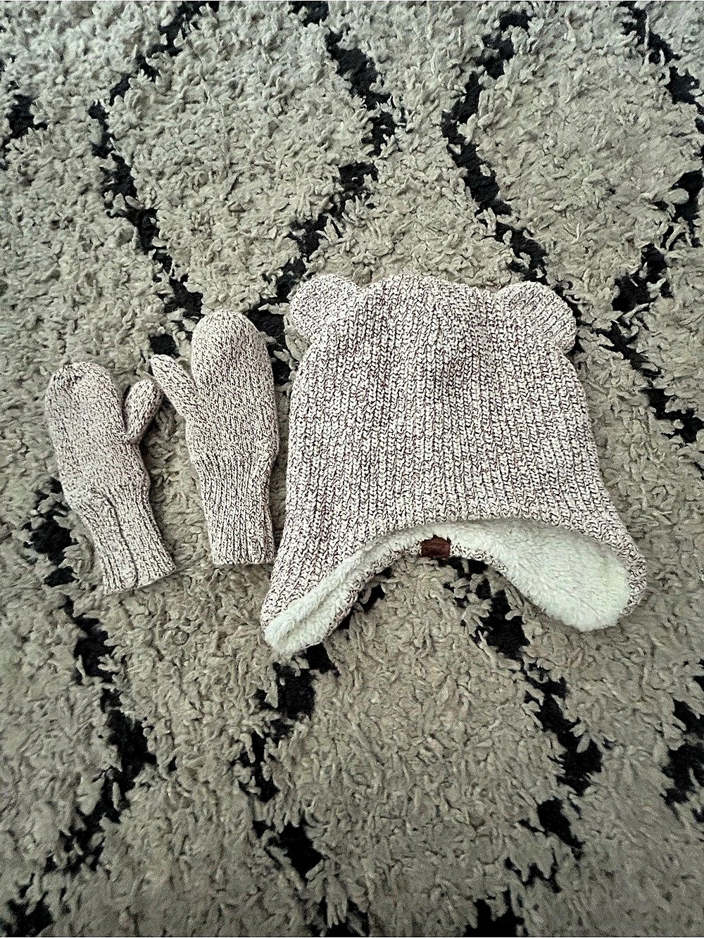 Roots Kids Bear Ear Hat & Mittens Baby 0-12M